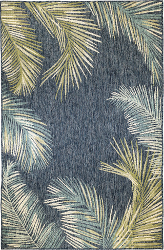 Trans Ocean Portofino 7082/33 Palm Border Navy Area Rug by Liora Manne