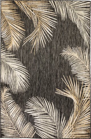 Trans Ocean Portofino 7082/48 Palm Border Black Area Rug by Liora Manne