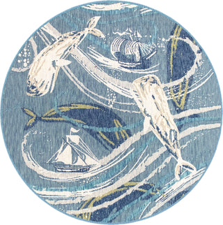 Trans Ocean Portofino 7072/04 Whale Tale Blue Area Rug by Liora Manne