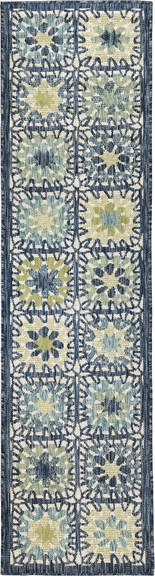 Trans Ocean Portofino 7061/04 Boho Tiles Blue Area Rug by Liora Manne