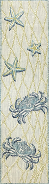 Trans Ocean Portofino 7069/04 Crab Net Blue Area Rug by Liora Manne