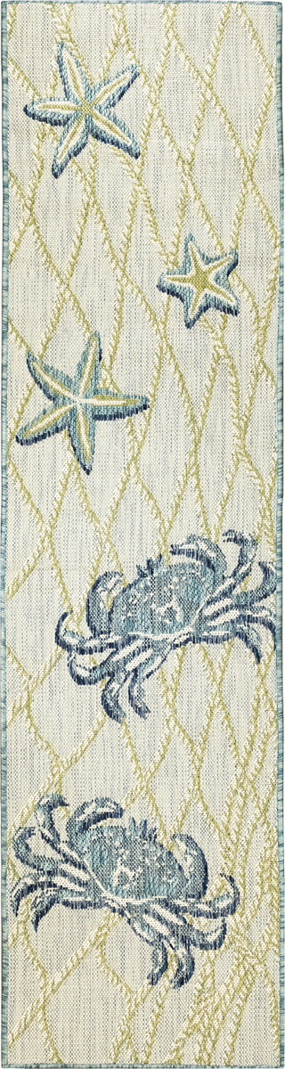 Trans Ocean Portofino 7069/04 Crab Net Blue Area Rug by Liora Manne