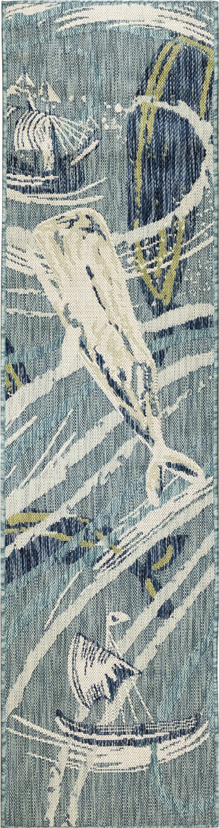 Trans Ocean Portofino 7072/04 Whale Tale Blue Area Rug by Liora Manne