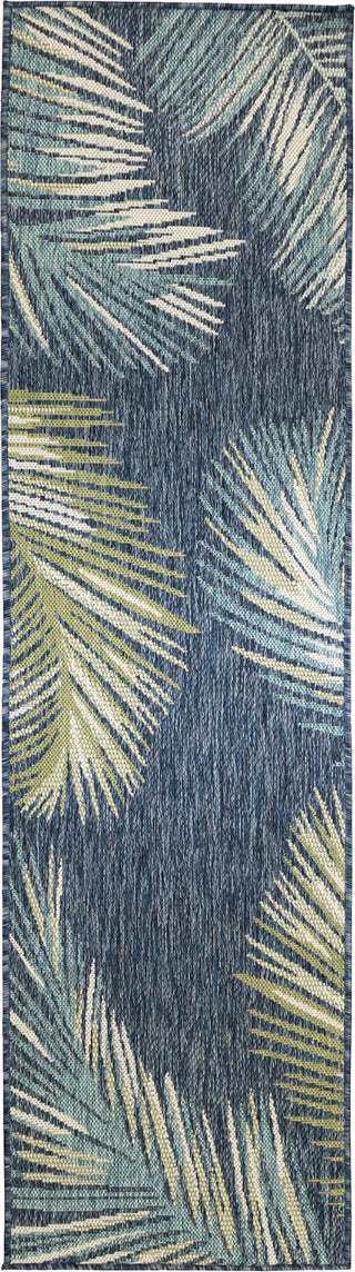 Trans Ocean Portofino 7082/33 Palm Border Navy Area Rug by Liora Manne