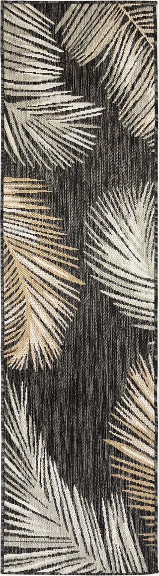 Trans Ocean Portofino 7082/48 Palm Border Black Area Rug by Liora Manne