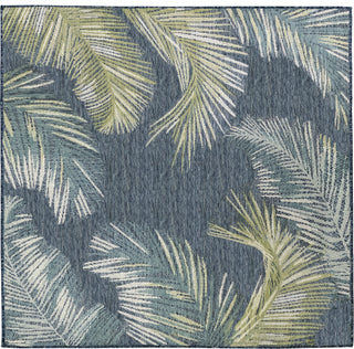 Trans Ocean Portofino 7082/33 Palm Border Navy Area Rug by Liora Manne