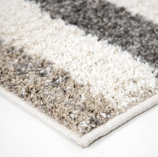 Orian Rugs Super Shag Portman Stripes Ivory Area Rug Corner Image