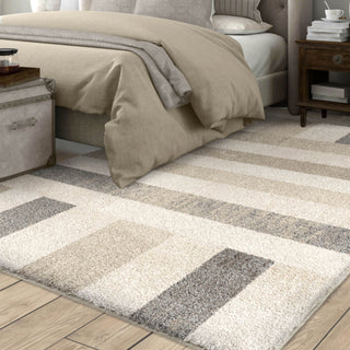 Orian Rugs Super Shag Portman Stripes Ivory Area Rug Lifestyle Image