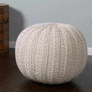 LR Resources Poufs 08124 Bone Pouf 1'8'' X 1'4'' oval