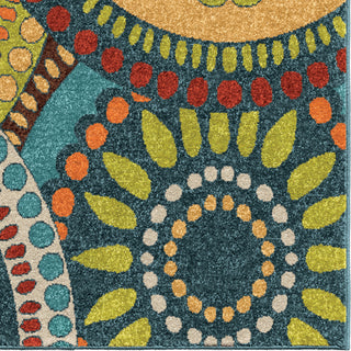 Orian Rugs Promise Pinwheel Multi/Green Area Rug Close Up