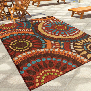 Orian Rugs Promise Pinwheel Multi/Orange Area Rug Room Scene Feature