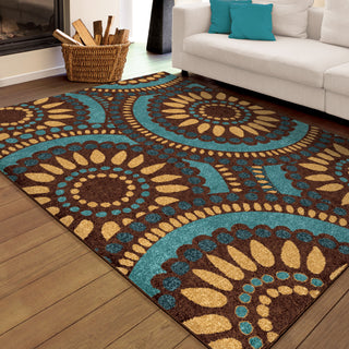 Orian Rugs Promise Pinwheel Multi/Blue Area Rug Room Scene