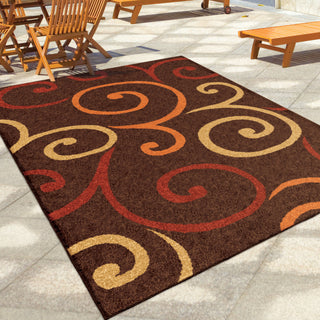 Orian Rugs Promise Multi Whirls Brown Area Rug Room Scene