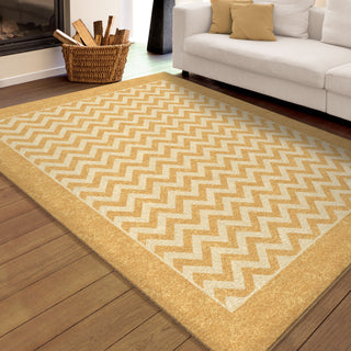 Orian Rugs Promise Chevron Stripe Gold Area Rug Room Scene