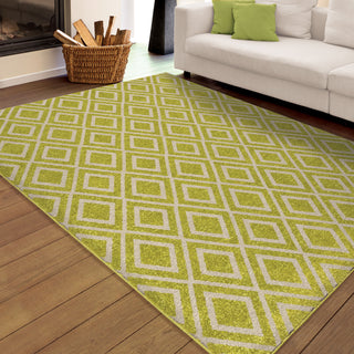 Orian Rugs Promise Diamond Fencing Green Area Rug Room Scene