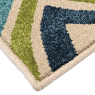 Orian Rugs Promise Swirly Squares Green Area Rug Corner Shot