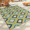 Orian Rugs Promise Swirly Squares Green Area Rug Room Scene