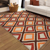 Orian Rugs Promise Swirly Squares Red Area Rug Room Scene
