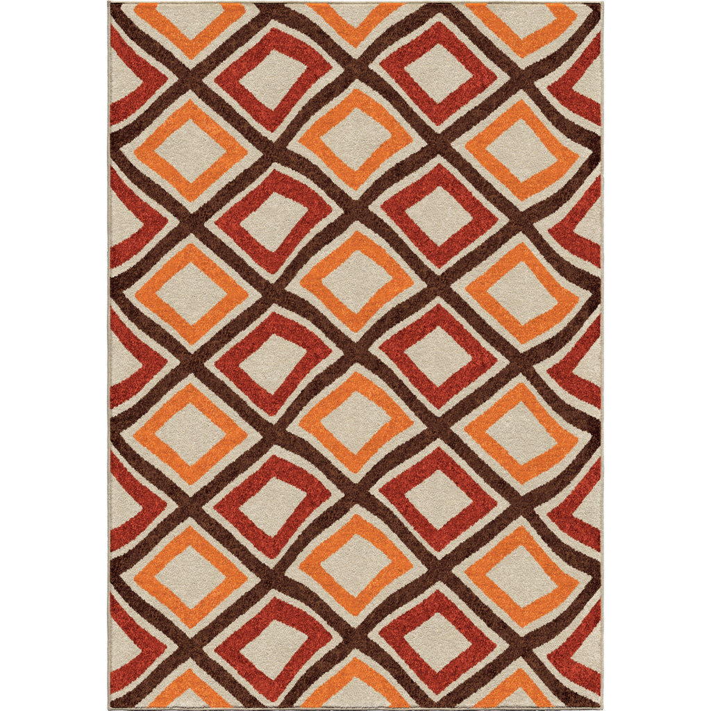 Orian Rugs Promise Swirly Squares Red Area Rug main image