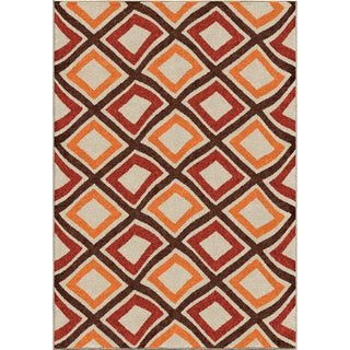 Orian Rugs Promise Swirly Squares Red Area Rug main image