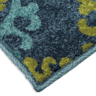 Orian Rugs Promise Floating Floral Blue Area Rug Corner Shot