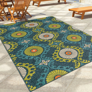 Orian Rugs Promise Floating Floral Blue Area Rug Room Scene
