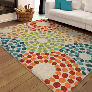 Orian Rugs Promise Polka Circles Multi Area Rug Room Scene