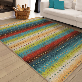 Orian Rugs Promise Sable Stripes Multi Area Rug Room Scene Feature