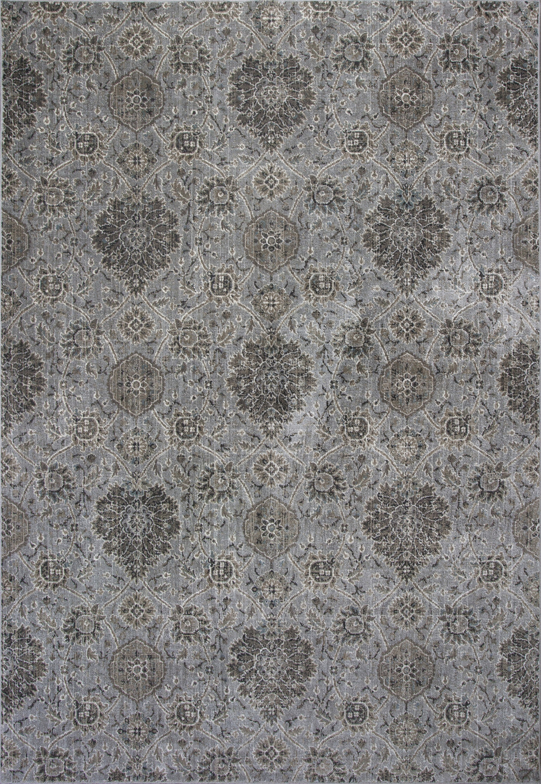 KAS Provence 8605 Silver Allover Kashan Machine Woven Area Rug