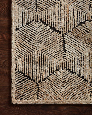 Loloi Prescott PRE-02 Beige Area Rug Corner On Wood