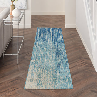 Passion PSN09 Navy/Light Blue Area Rug Runner In Room Scene 3