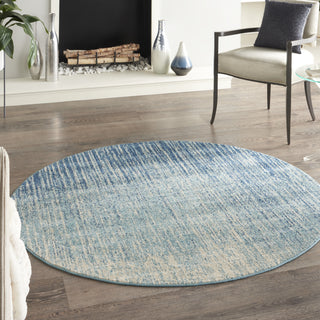 Nourison Passion PSN09 Navy/Light Blue Area Rug Round In Room Scene 