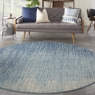 Nourison Passion PSN09 Navy/Light Blue Area Rug Round In Room Scene 2