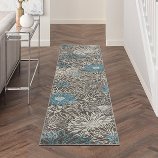 Nourison Passion PSN17 Charcoal/Blue Area Rug Room Scene 4