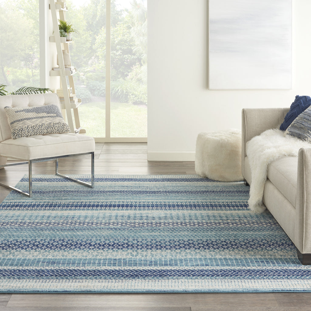 Nourison Passion PSN26 Navy Blue Area Rug Room Scene Featured