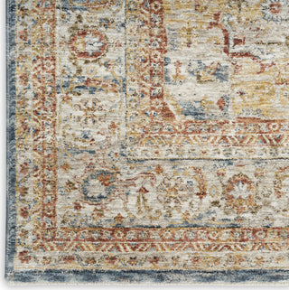 Nourison Petra PTR06 Ivory Blue Area Rug Corner Image