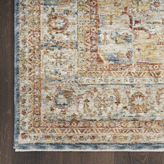 Nourison Petra PTR06 Ivory Blue Area Rug Corner Image