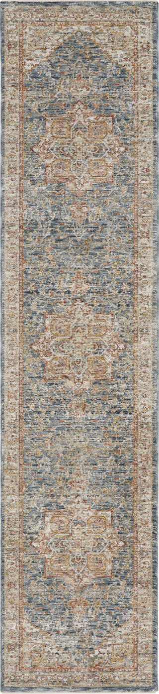 Nourison Petra PTR06 Ivory Blue Area Rug Corner Image