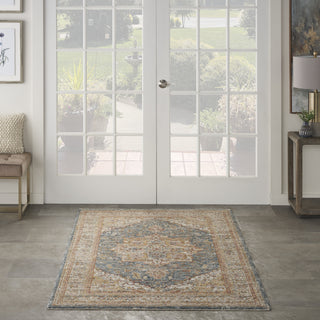 Nourison Petra PTR06 Ivory Blue Area Rug Detail Image