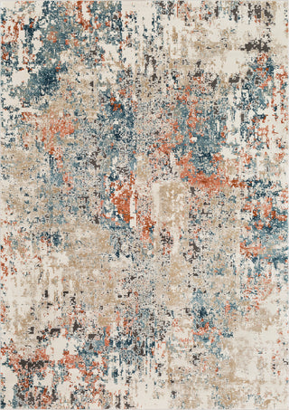 Surya Pune PUN-2302 Teal Aqua Beige Taupe Dark Brown Burnt Orange Coral Camel Area Rug main image