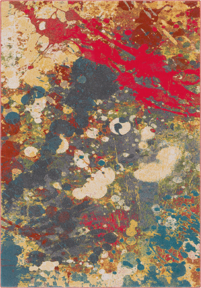 Surya Priyanka PYK-4009 Bright Red Charcoal Saffron Ivory Aqua Grass Green Medium Gray Area Rug main image