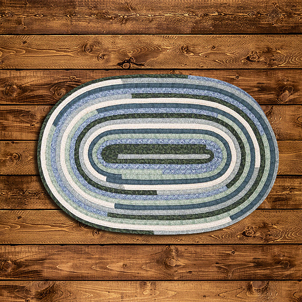 Baja Blue Blue-Green Oval Cotton Braided Rugs Reversible