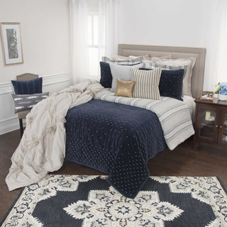 Rizzy BQ4930 Giavonna Indigo Navy Bedding Lifestyle Image