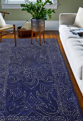 Bashian Venezia R120-CL130 Navy Area Rug Room Scene Feature