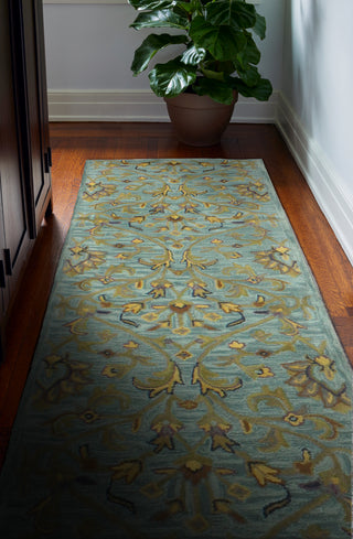 Bashian Wilshire R128-HG132 Aqua Area Rug Runner Room Scene Feature