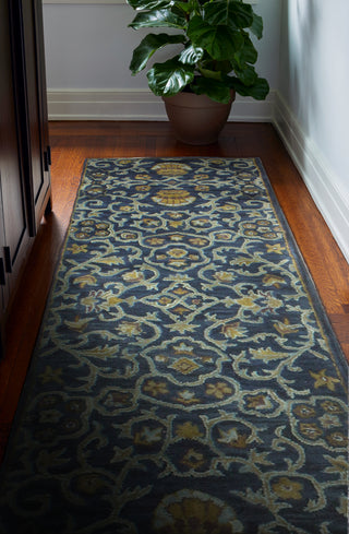 Bashian Wilshire R128-HG131 Navy Area Rug Runner Room Scene Feature