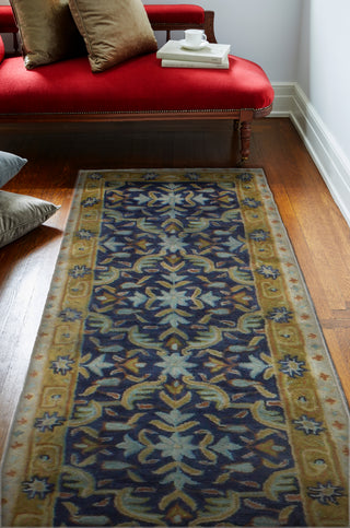 Bashian Wilshire R128-HG136 Navy Area Rug Runner Room Scene Feature