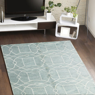 Bashian Greenwich R129-HG303 Aqua Area Rug Room Scene Feature