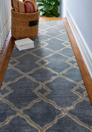 Bashian Greenwich R129-HG265 Denim Area Rug Runner Room Scene