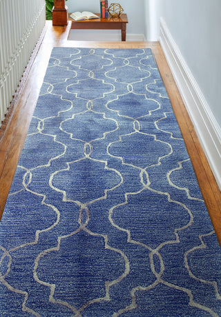 Bashian Greenwich R129-HG266 Denim Area Rug Runner Room Scene